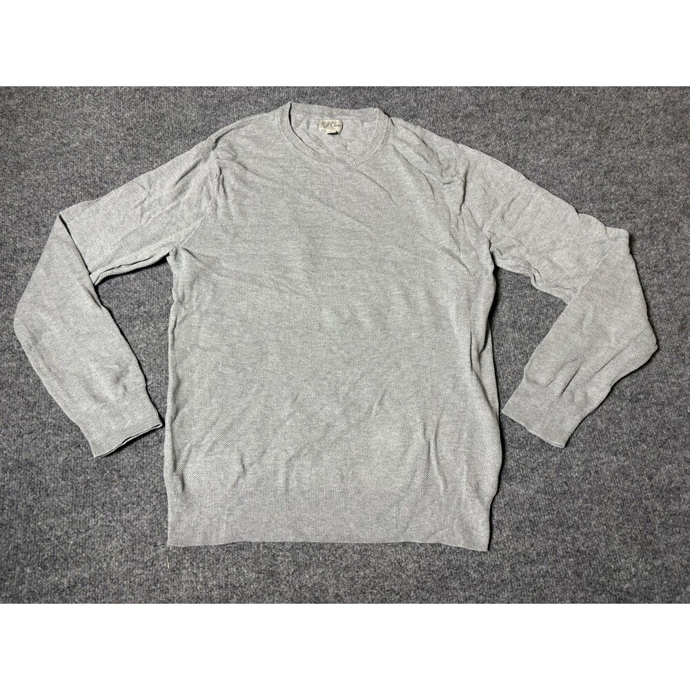 J.CREW Sweater Mens M Gray 100% Cotton Tight Knit Crew Neck Lightweight Pullover